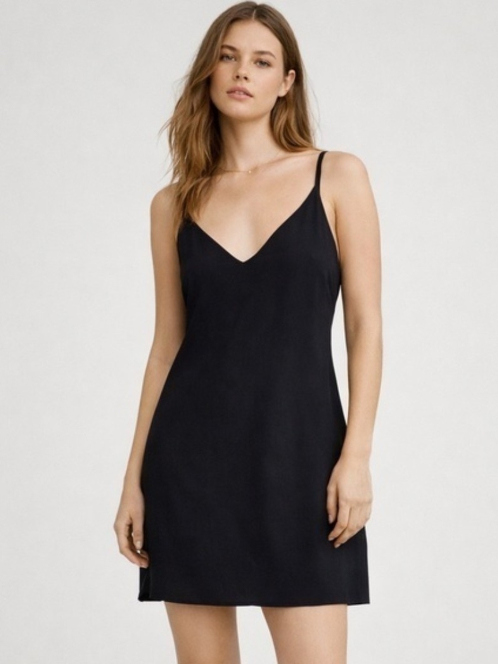 Sandro Black V-Neck Mini Slip Dress